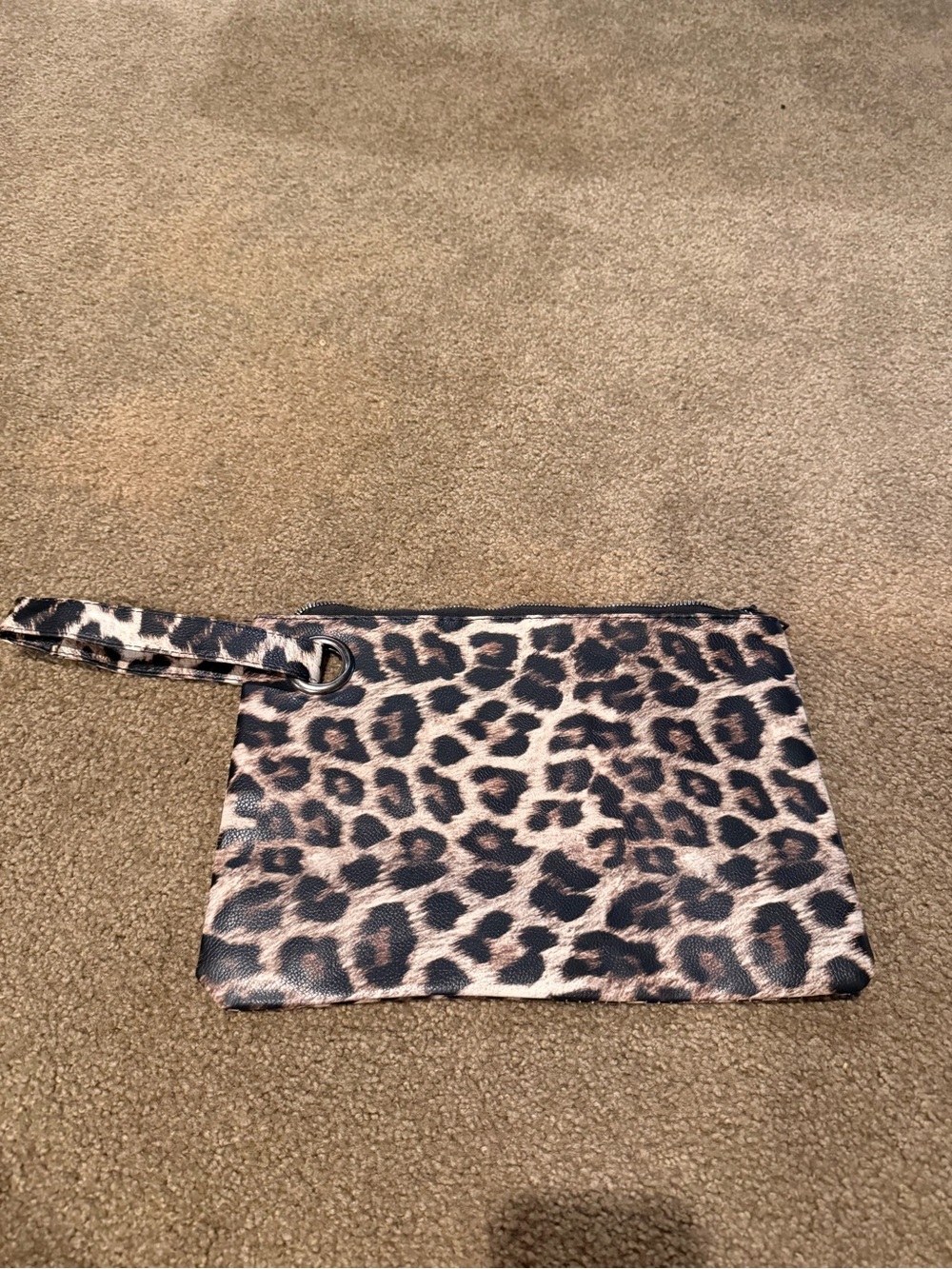 Leopard Print Wristlet Clutch - Brown